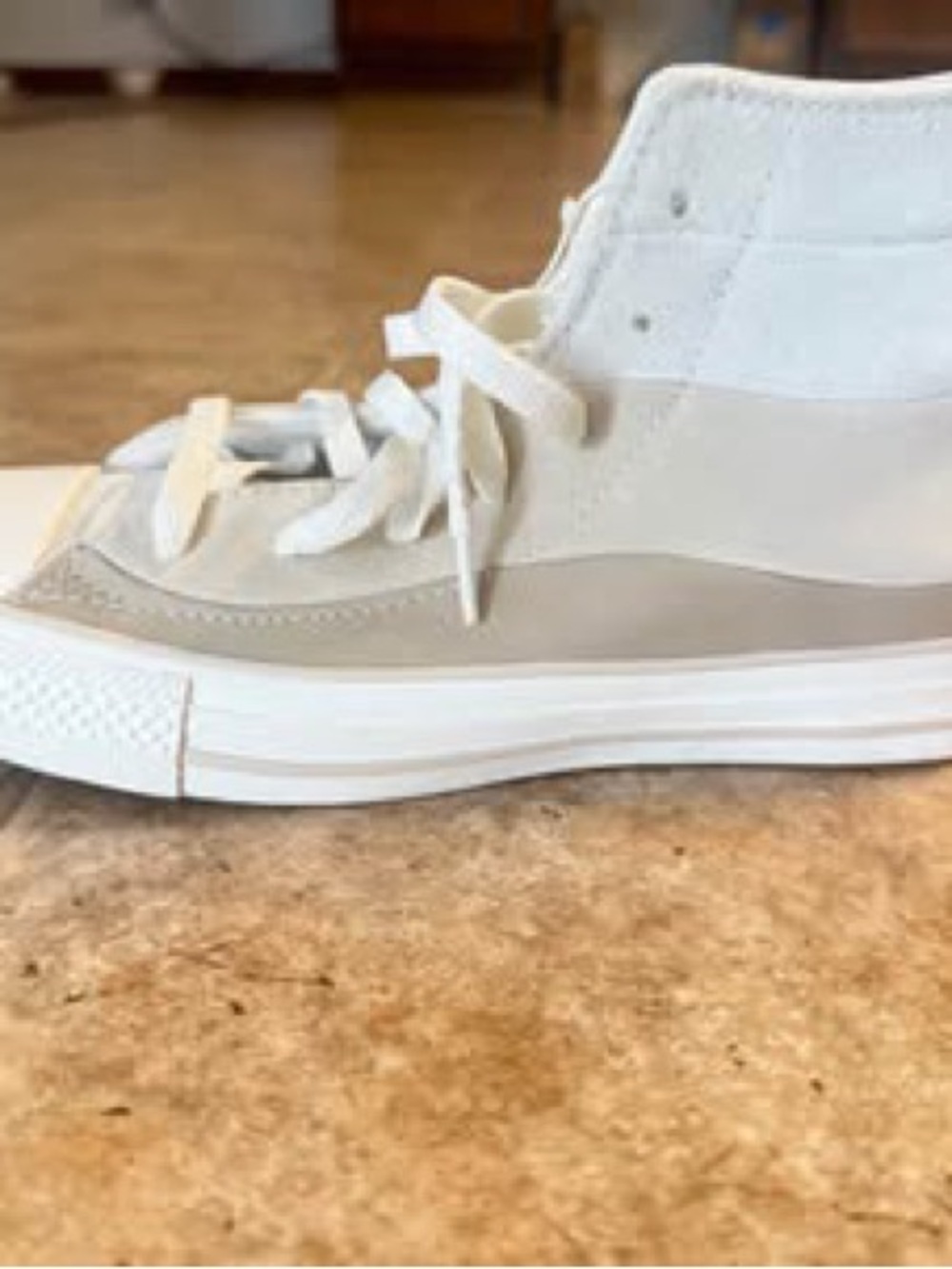 Converse Women's High-Top Sneaker in Off-White and Light Taupe